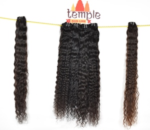 Extensions de cheveux humains vierges du temple alignés sur les cuticules fabriquées en Inde Paquet de boucles de vagues naturelles profondes en vrac aucun produit chimique - Product Image 2
