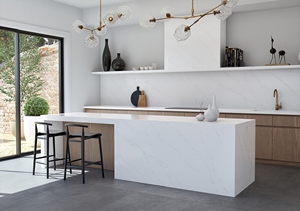 Encimera de cocina de cuarzo pulido Pantheon Carrara de 2 cm y 3 cm para uso comercial en construcción a granel - Product Image 2