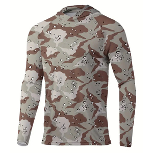 OEM Chemise de pêche camouflage à manches longues pour hommes Protection UV Sweat à capuche léger en polyester respirant à séchage rapide - Product Image 1