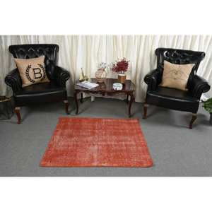 Alfombra de pelo medio ecológica de lana naranja tradicional 3,1 X 3.8ft estilo turco Tabriz diseño de retazos comedor respaldo de látex - Product Image 3