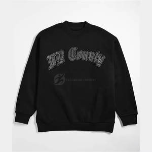 เสื้อสเวตเชิ้ตผู้ชายผ้าฝ้ายฟลีซสำหรับฤดูหนาว ประดับเพชรเทียม โลโก้แบบกำหนดเอง ดีไซน์หรูหรา ระบายอากาศได้ดี ป้องกันรอยยับ คอกลม - Product Image 1