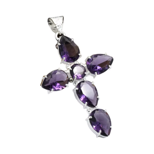 Surtido de collares colgantes de moda vintage Cristales geométricos Piedras preciosas Piedra preciosa principal Amatista púrpura para fiestas cristianas - Product Image 1