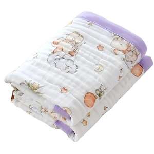 Couverture de bébé sur le thème de l'espace amusant avec motifs de planètes et de fusée Garniture bleue Mousseline respirante pour bébés Modifier Partager - Product Image 2