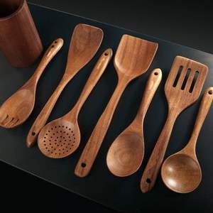 Ensemble de serveurs à salade et de cuillères en bois d'acacia, écologiques, compatibles lave-vaisselle, pour hôtels, maisons et restaurants - Product Image 3