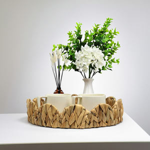 Venta al por mayor de bandejas de bambú de Vietnam hechas a mano respetuosas con el medio ambiente de lujo bandeja decorativa para servir restaurante con acento de ratán natural SR2005 - Product Image 2