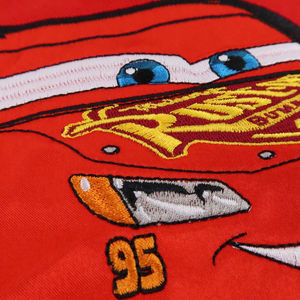 Giacca Bomber da Baseball Invernale da Uomo Extra Large Rossa Vintage con Ricamo Personalizzato di Auto Cartoon Lightning 95 - Product Image 5