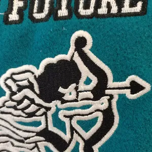 Usine directe hommes veste en peau d'agneau de haute qualité Varsity Letterman Style grande taille à la mode fermeture éclair mince haute cuisse hiver - Product Image 5