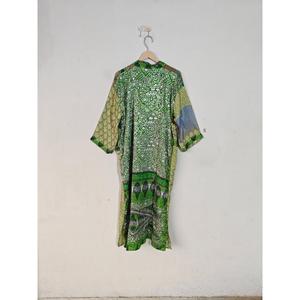Belle robe en soie recyclée Kimono indien robe de maternité vêtements de nuit d'été thermiques vêtements de plage bohème Bikini couverture Dressing - Product Image 6