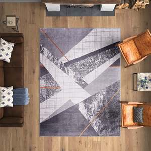 Netline Home Southbank Stripes Mid Grey Abstract Washable <b>Rug</b> - Product Image 6