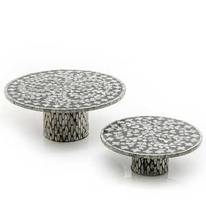 New Arrival Set of 2 Customized Mother of Pearl <b>Cake</b> <b>Stand</b> Latest Serving Trays for Parties Wholesale - Product Image 1