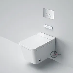 Moderne weiße intelligente automatische Reinigung Bidet weiß einteilig wc quadratische Wand hing intelligente Toiletten schüssel