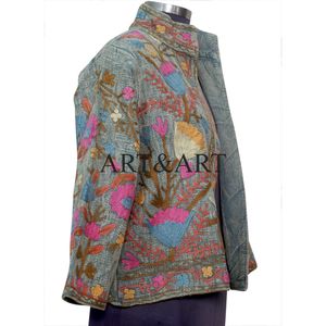Veste en coton matelassée respirante unisexe pour femmes, vente en gros, broderie indienne Suzani, tailles et couleurs personnalisables - Product Image 4