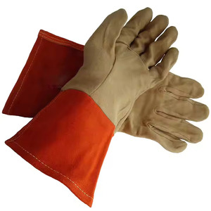 <b>Cow</b> Split Hand Protective Leather Gloves Leather Welding Safety Work Gloves High Quality Blue Leather Working Glove - Product Image 3