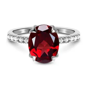 Natural Garnet Solitaire <b>Ring</b> <b>925</b> Sterling <b>Silver</b> Handmade Gemstone <b>Ring</b> Wholesale Jewelry Supplier - Product Image 2