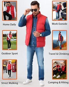 Meilleur prix 100% polyester Gilet matelassé pour homme Hiver Casual Respirant Personnalisé Haute qualité Fermeture éclair Col en V - Product Image 5