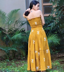 ชุดฤดูร้อนผ้าฝ้ายอินเดียทำด้วยมือแขนกุดใส่สบายยาวถึงเข่าป้องกันไฟฟ้าสถิตย์สำหรับเที่ยวแดด - Product Image 2