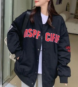 Veste universitaire coupe-vent avec logo imprimé en 3D vente en gros veste universitaire OEM vestes universitaires surdimensionnées vestes Letterman pour femmes vente en gros - Product Image 6