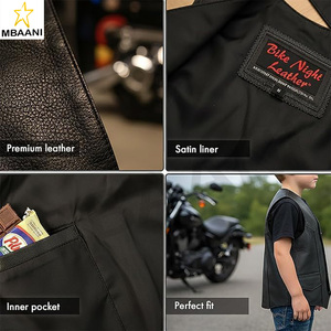 Leather Vests for Kids Premium Cowhide Black Leather Vest with Unique V-Neck Design & Multiple Pockets - Product Image 5