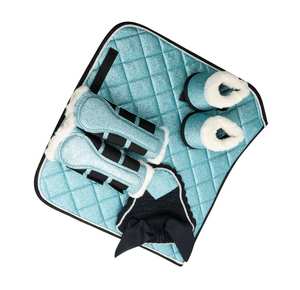 Ensemble de tapis de selle de cheval avec bottes de protection matelassées brillantes et filet d'oreille par TARIQ MFG CO - Product Image 3