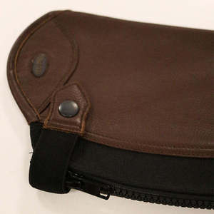 Brown Genuine Leather Horse Riding <b>Half</b> <b>Chaps</b> Zipper English Riding Leg Protectors for Training Competition - Product Image 4