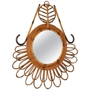 Miroir mural moderne rustique fait à la main en rotin naturel décoratif Art déco pour salon et décoration d'intérieur - Product Image 4