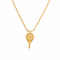 Collier pendentif raquette de padel Jietao personnalisé en acier inoxydable plaqué or 18 carats PVD, bijou de sport tennis, cadeau, étanche, ne rouille pas