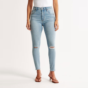 Mejor Precio al por mayor de las mujeres con estilo totalmente transpirable Slim Fit estirable Denim Cargo Pantalones Sexy con cordones Diseño OEM de invierno - Product Image 3