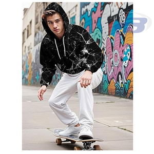 Sudadera con capucha unisex de invierno con estampado digital de red, estilo tecnológico, diseño geométrico abstracto de anime, de forro polar, a la moda. - Product Image 3