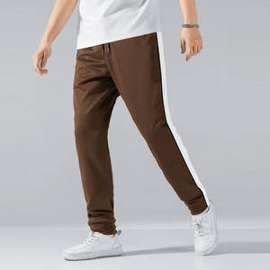 Men's Custom Logo <b>Trousers</b> High Quality Polyester Solid Color Casual Style <b>Drawstring</b> Closure Lightweight Straight Mid - Product Image 1