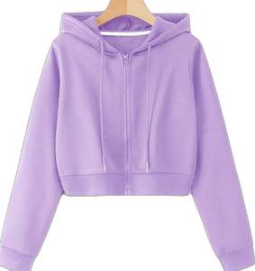 Sweats à capuche pour femmes avec fermeture éclair Crop top Sweat à capuche en tissu de haute qualité en différentes conceptions et couleurs - Product Image 5