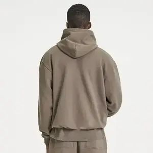 Vente en gros de sweats unis de haute qualité en coton 100% 350g 380g 420g avec logo personnalisé sweat à capuche épais et vierge pour hommes - Product Image 2