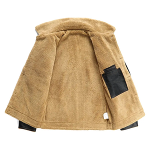 Nouveaux blousons d'aviateur en cuir d'hiver pour hommes avec doublure en fourrure brodée techniques pour temps froid - Product Image 6