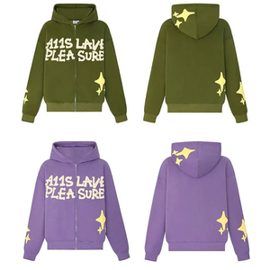 Parche bordado personalizado Logo Zip Hoodies Acid Wash Sun Faded Basics Vintage Sudadera Winter Streetwear Bulk No String Fleece - Product Image 5