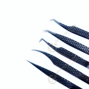 แหนบขนตาสแตนเลสคุณภาพสูงมีด้ามจับเพชรปริมาณและแยกสีดำโลโก้ตามสั่ง - Product Image 3