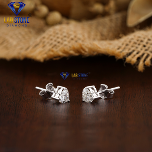1,00 TDW Heart Cut Diamond Stud Labgrown Diamond 18K Oro blanco Hpht/Cvd Diamond Jewelry - Product Image 3