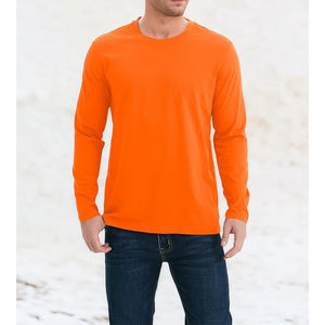 เสื้อยืดคอกลมแขนยาวผ้าฝ้าย100% สำหรับผู้ชายผ้าถักพิมพ์ลายโลโก้ออกแบบได้ตามที่ต้องการ - Product Image 6