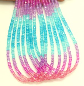 Perle Heishi naturelle en forme de pneu à facettes en pierre de lune arc-en-ciel flashy, qualité AAA 5-6mm, 15 "perles de pierre de lune arc-en-ciel coupe fantaisie - Product Image 2
