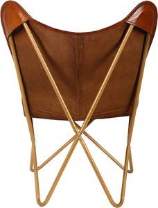 Handmade Antique Butterfly Accent Chair Luxurious Leather Iron Finish Foldable for Home Office Living Room Rustic Style - Product Image 3