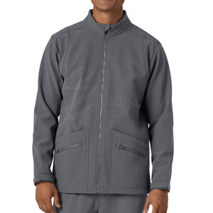 Solid Color Men Scrub Jacket for Hospital Uniform <b>Matching</b> <b>Long</b> Sleeve Soft Fabric Lightweight/Eco-Friendly Customizable - Product Image 1