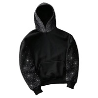 Kristal İşlemeli Polar Kapüşonlu Üniseks Kışlık Kazak Rhinestone Sanat Eseri Sokak Modası Toptan Moda %100 Pamuk Özel Logo