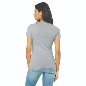 Nueva moda logotipo personalizado impresión señoras camiseta 160gsm 100% algodón liso mujeres Camisetas cuello pico camiseta en blanco para mujer - Product Image 3