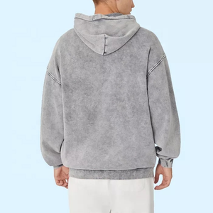 Vente en gros – Sweat à capuche zippé pour homme, coupe classique, avec logo personnalisé, poches élégantes, tricoté, imperméable, teint uni, 400g, OEM – Collection Hiver - Product Image 4