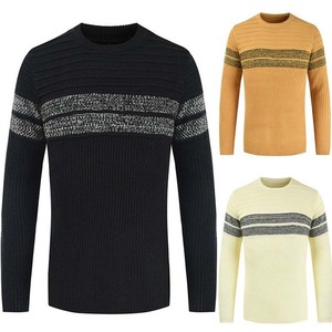 Vente en gros de vêtements pour hommes Meilleures ventes Tricots Chandails pour hommes Conception personnalisée OEM Col rond Coton tricoté Hiver Couleur contrastée - Product Image 5