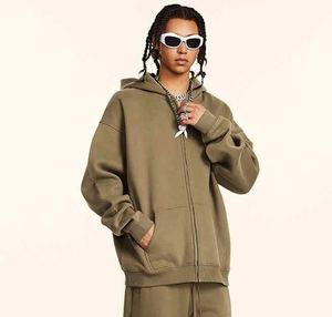 Sudadera con capucha de lana de algodón 345gsm de alta calidad para hombres, venta al por mayor, cremallera de gran tamaño para impresión Digital de otoño - Product Image 1