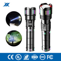 Lampe torche LED professionnelle puissante pour l'extérieur, vente en gros, lampe de recherche tactique rechargeable avec indicateur de niveau de batterie