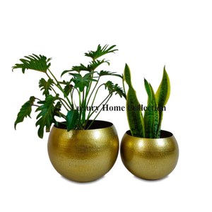 Nuevo arte moderno diseñador elegante aspecto atractivo plata brillante pulido grande Metal resistente Hogar y Hotel maceta decorativa y maceta - Product Image 2