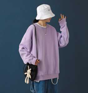 Sweat-shirt à capuche oversize en molleton tricoté 100 % coton pour femme, col rond, coupe longue et ample, 370g, uni, brodé - Product Image 4