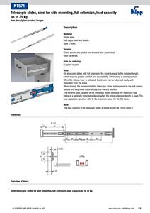 Glissière de tiroir télescopique à extension complète K1571, montage latéral, rail en acier - Product Image 5