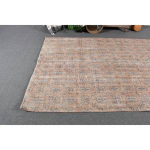 Vintage Turkish <b>Rug</b> 5'8 X 9' Rectangular Patchwork Design Handmade <b>Boho</b> Wool Latex for Bedside 5'8 X 9' Vintage Brown Beige - Product Image 3