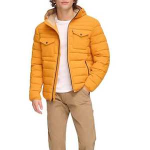 Veste d'hiver en duvet pour homme, jaune, entièrement imprimée, logo personnalisé, col montant, veste coupe-vent pour homme, veste en duvet de rue - Product Image 3